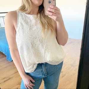 A New Day white floral shimmer velvet tank large